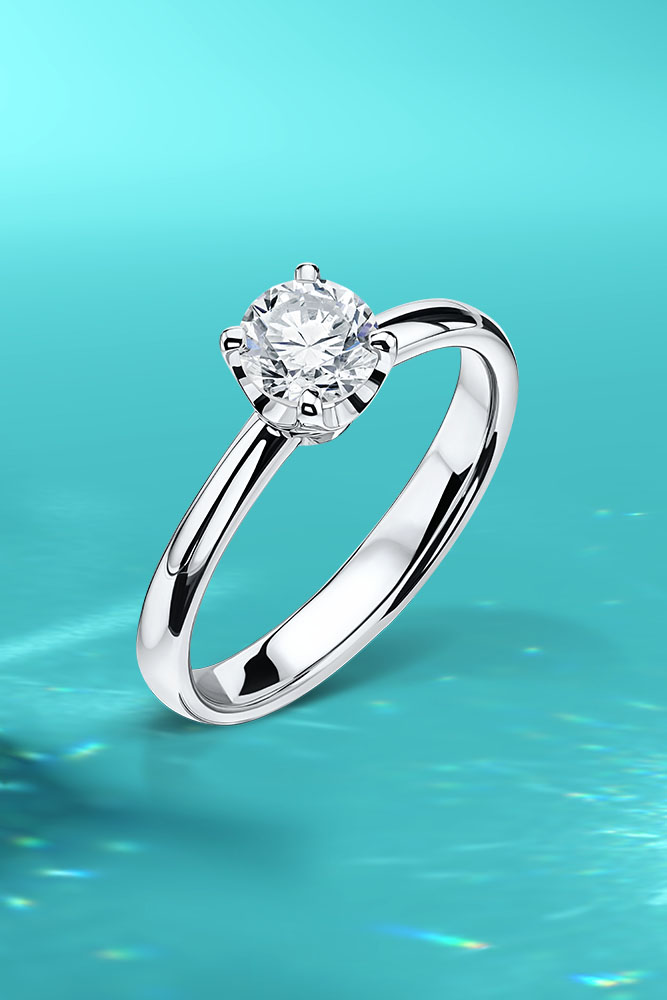 Verenički prsten sa okruglim dijamantom briljantnog reza