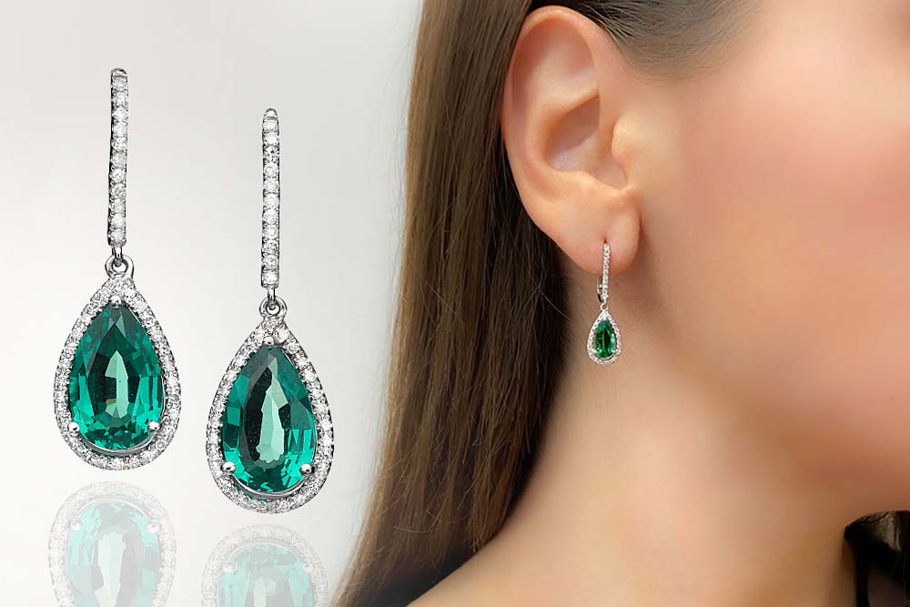 Minđuše sa dragim kamenjem kruška reza