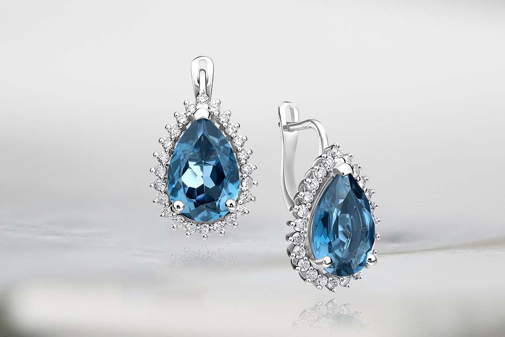 Minđuše sa dragim kamenjem kruška reza