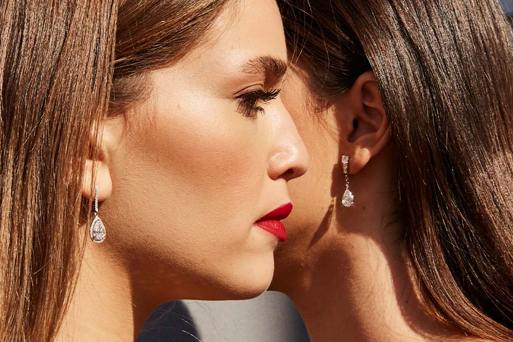 Minđuše sa dragim kamenjem kruška reza